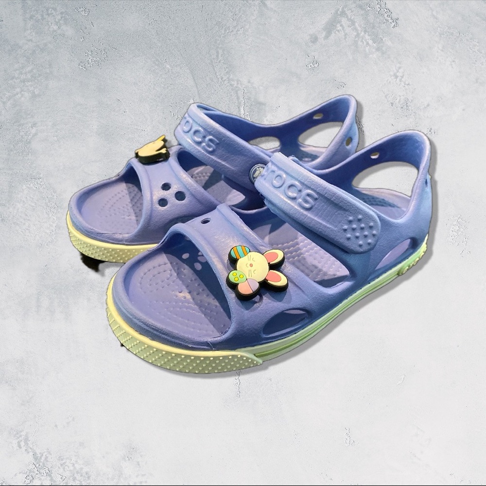 Crocs Crocband Sandals Periwinkle Blue Open Toe Straps Sz C 10 Jibbitz